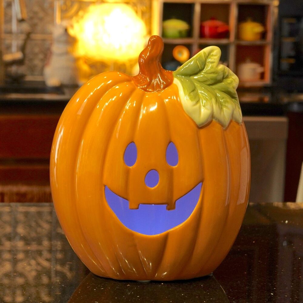 RARE Lenox Halloween LED Pumpkin Jack O Lantern Lighted 10โ w/Box